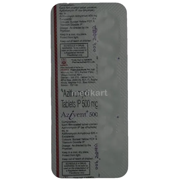 azivent 500mg tablet 5's